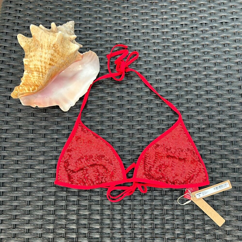 Ladies SKIMS Bikini Bar Triangle Top NWT Brick Sequins Medium